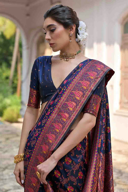 Navy Blue Colour Silk Traditional Saree