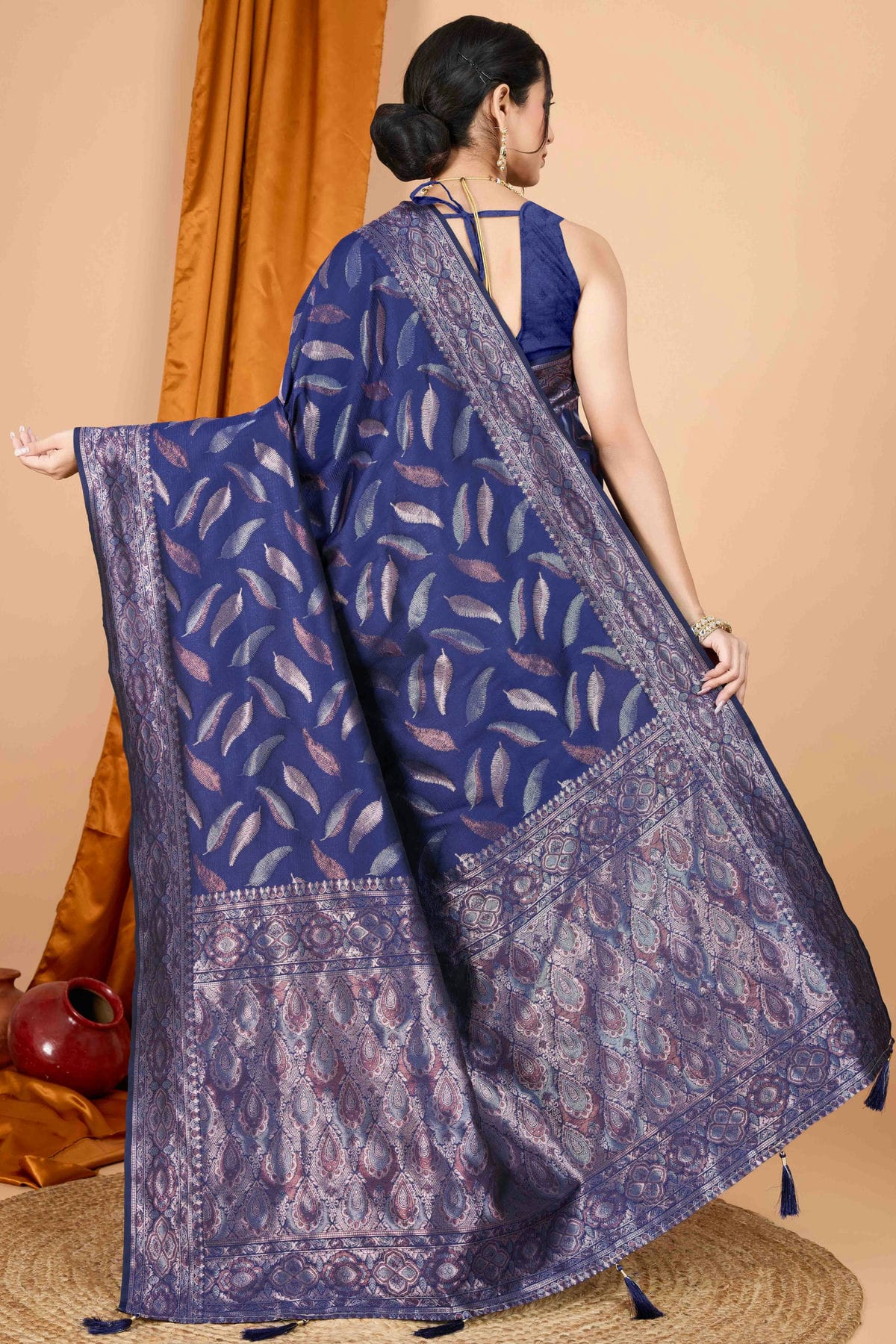 Navy Blue Colour Soft Silk Woven Work Traditional Saree VSSD1113547