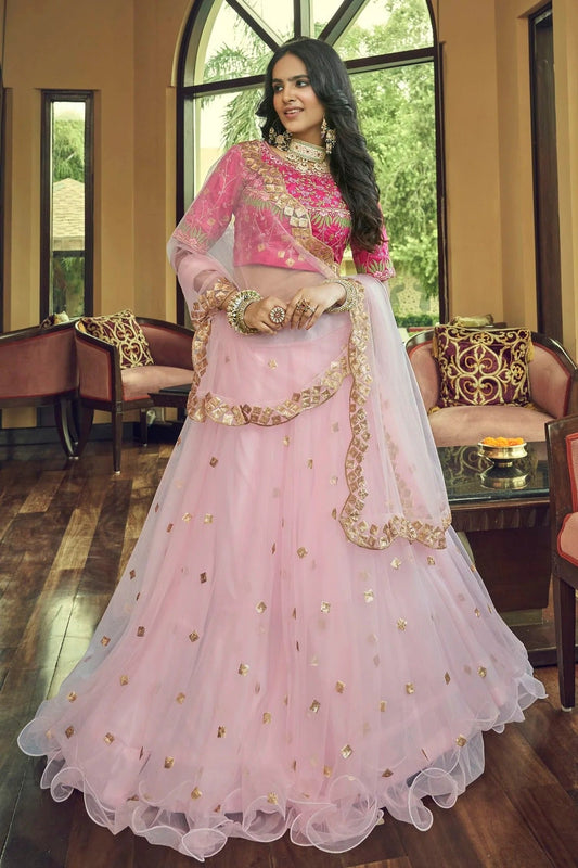 Nylon Net Designer Lehenga CholiIn Baby Pink NCLC12710145