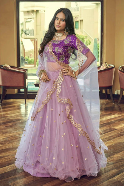 Nylon Net Designer Lehenga CholiIn Lavender NCLC12710147
