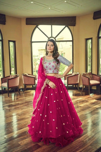 Nylon Net Designer Lehenga CholiIn Pink NCLC12710146