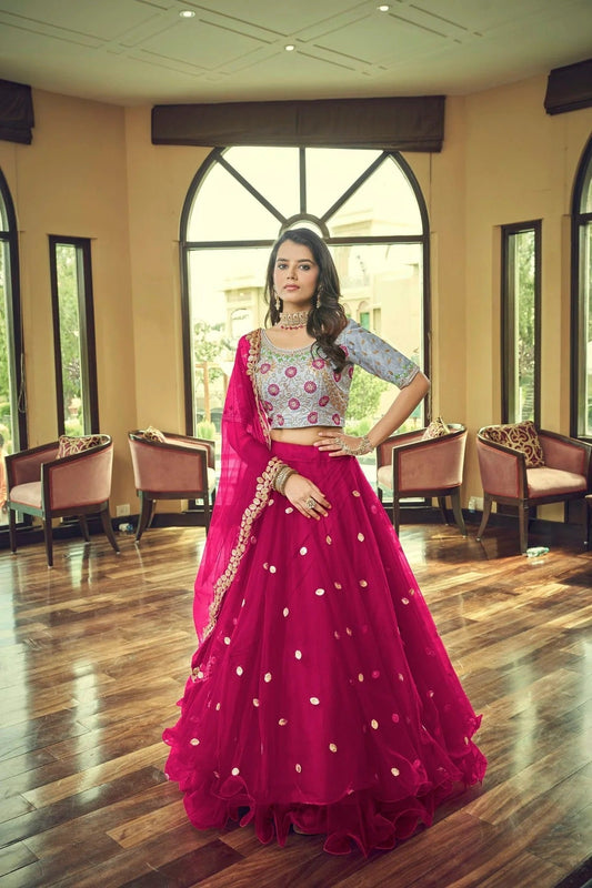 Nylon Net Designer Lehenga CholiIn Pink NCLC12710146