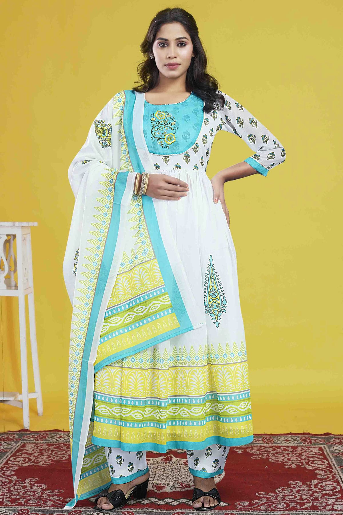 Off White Colour Cotton Stitched Pant Style Suit VSSS1140952