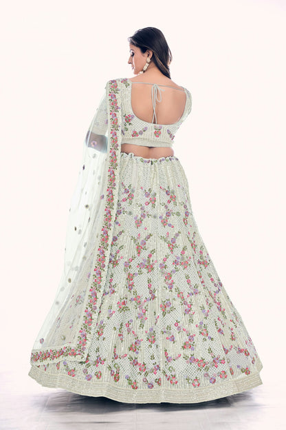Off White Colour Embroidery Soft Net Lehenga Choli VSLD1080768