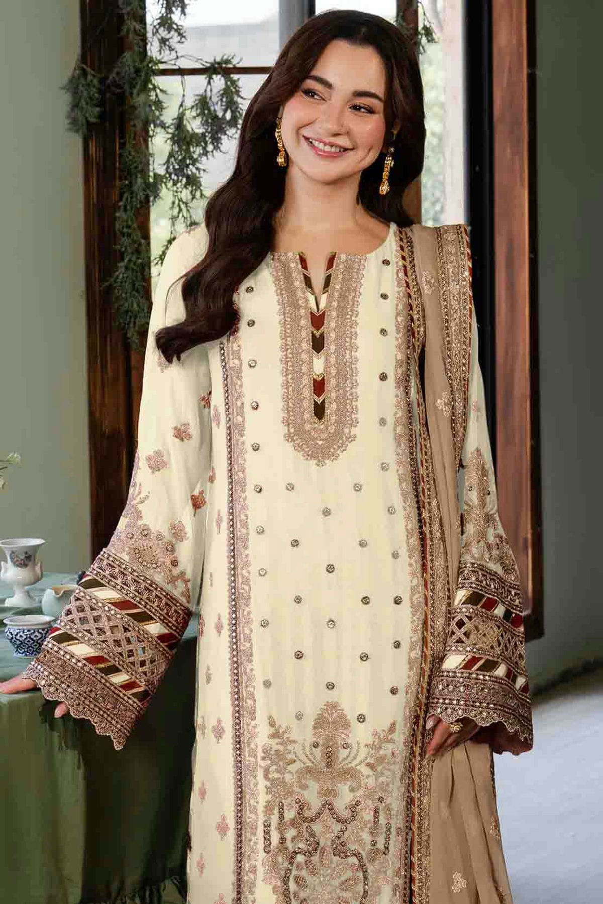 Off White Colour Faux Georgette Pakistani Suit VSSM1140905