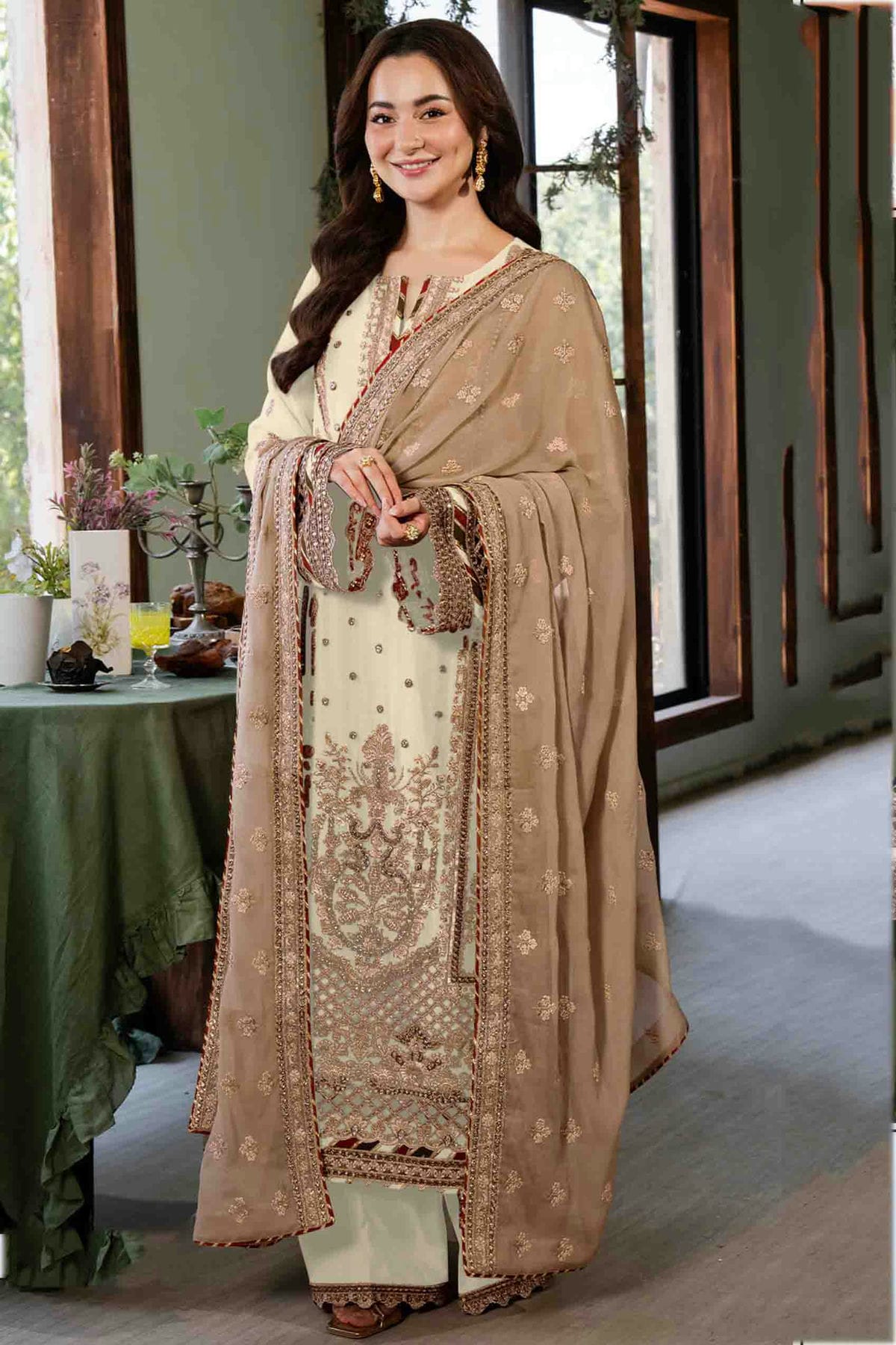 Off White Colour Faux Georgette Pakistani Suit VSSM1140905
