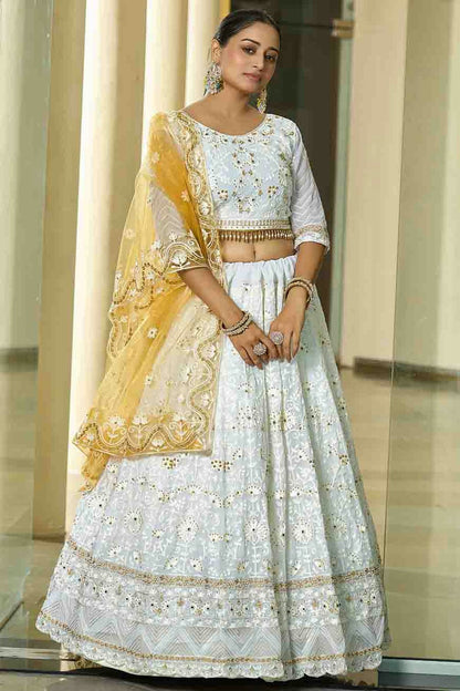 Off White Colour Georgette Semi Stitched Lehenga Choli VSLC1170099
