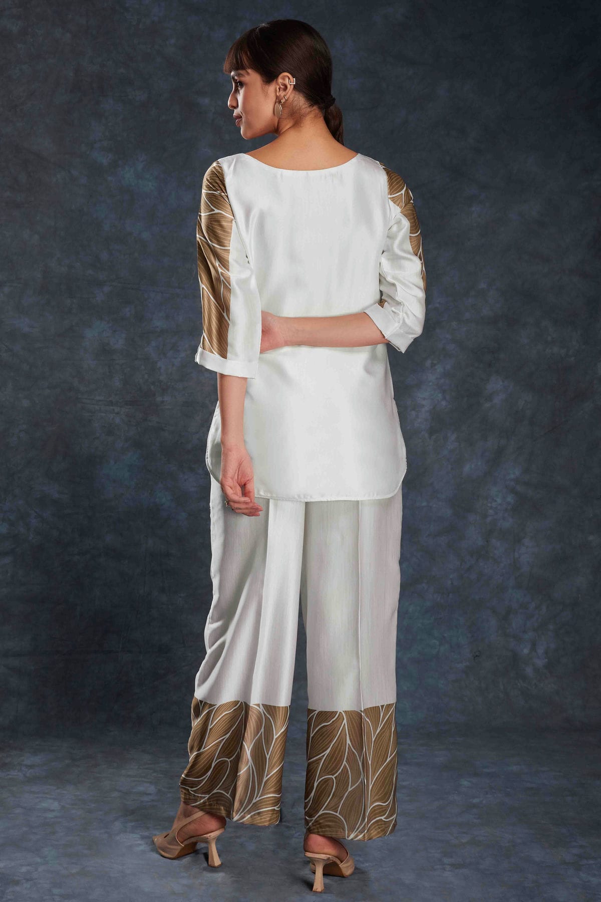 Off White Colour Linen Satin Co-Ord Set VSTP1080951