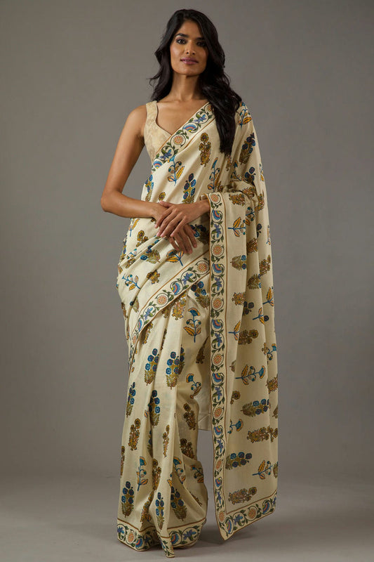 Off White Colour Moss Saree