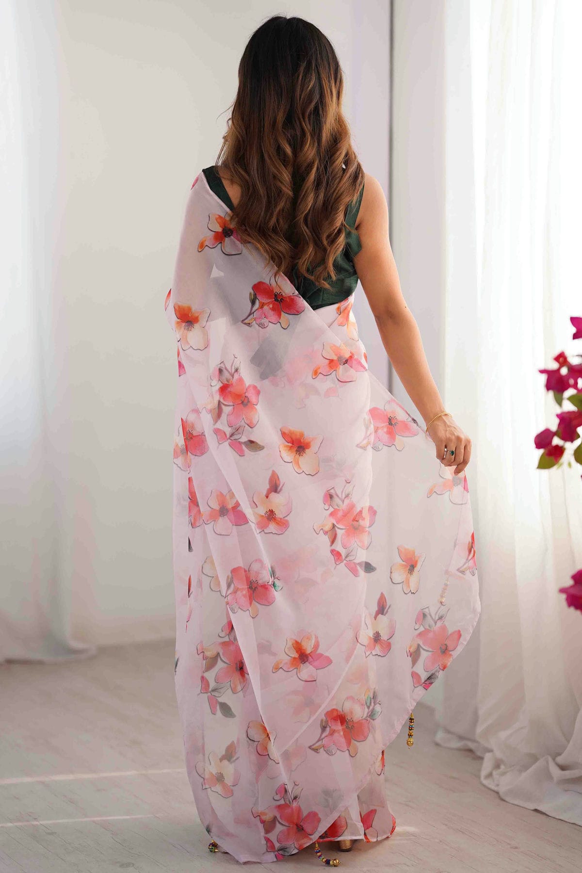 Off White Colour Organza Printed Saree VSSD1113833