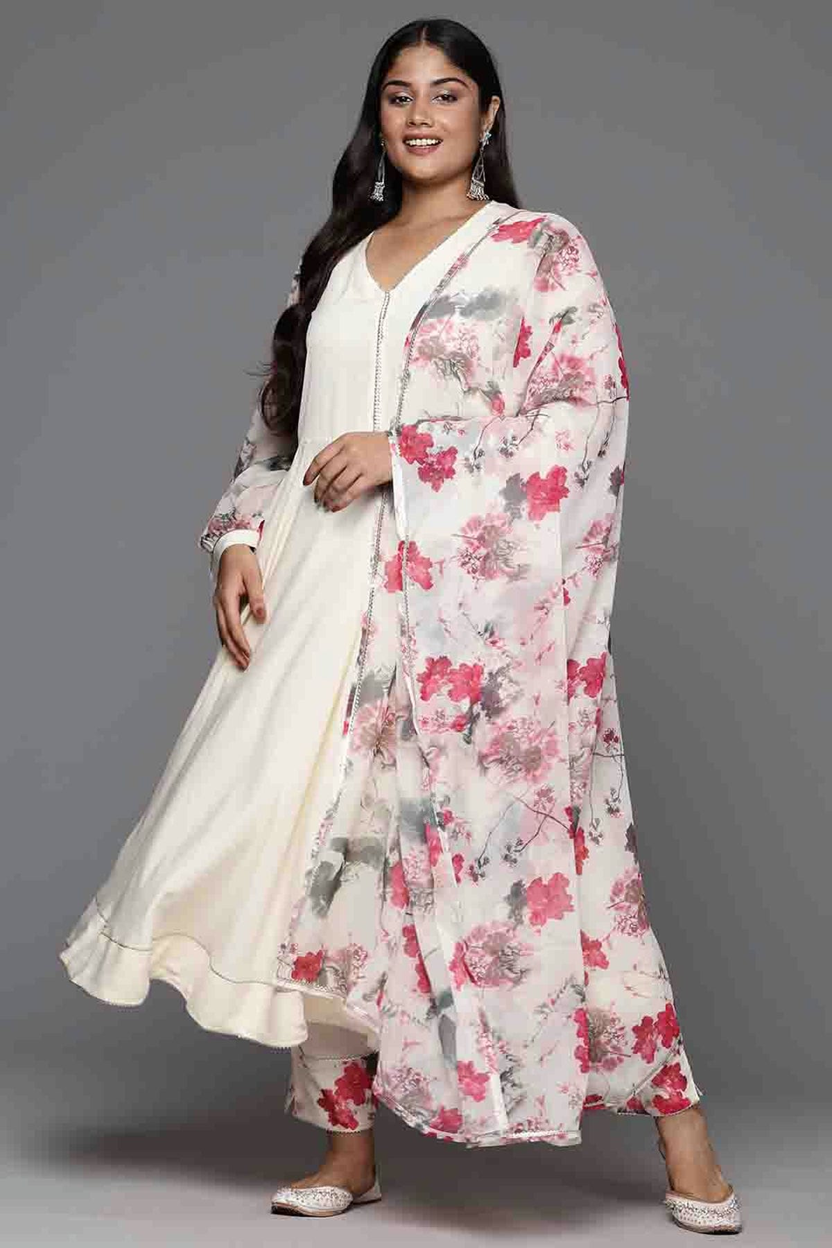 Off White Colour Poly Crepe Stitched Pant Style Suit VSSS1113794