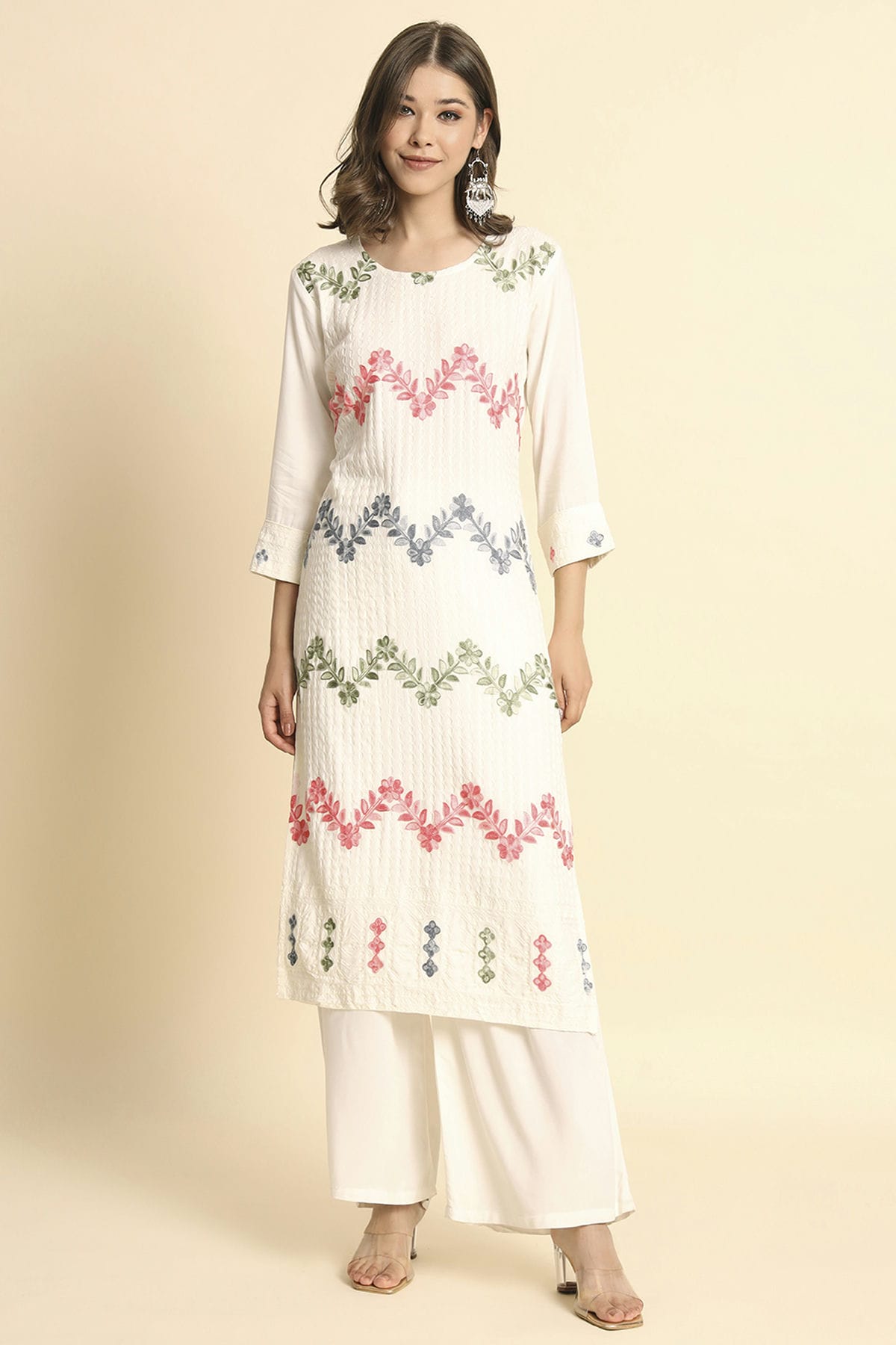 Off White Colour Rayon Kurti