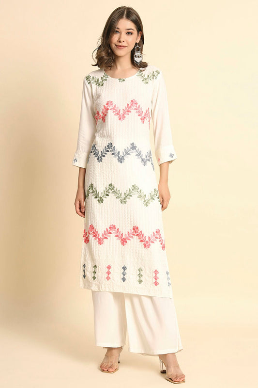 Off White Colour Rayon Kurti