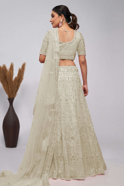 Off White Colour Soft Net Lehenga Choli VSLC1030004