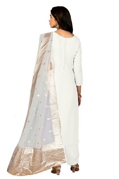 Off White Colour Unstitched Modal Silk Fabric Straight Suit VSUS1160976