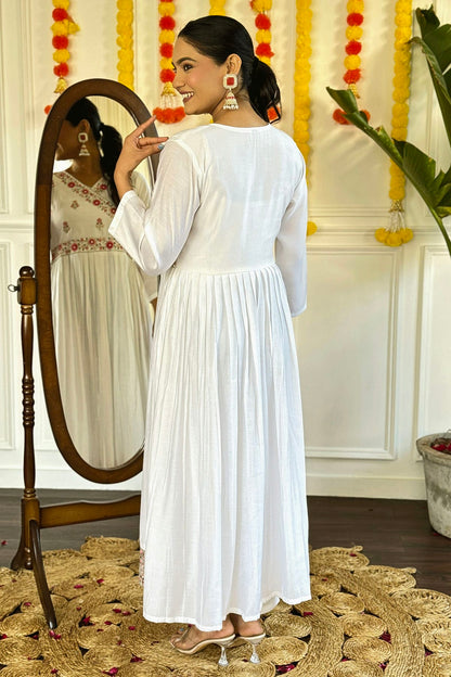 Off White Colour Viscose Chanderi Stitched Salwar Suit