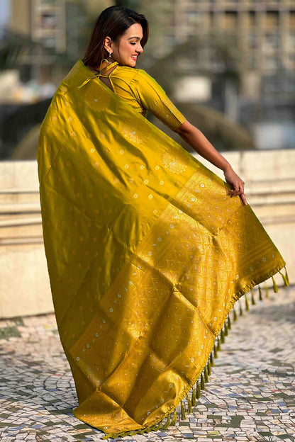Olive Green Colour Zari Work Moonga Silk Traditional Sarees VSSD1113346