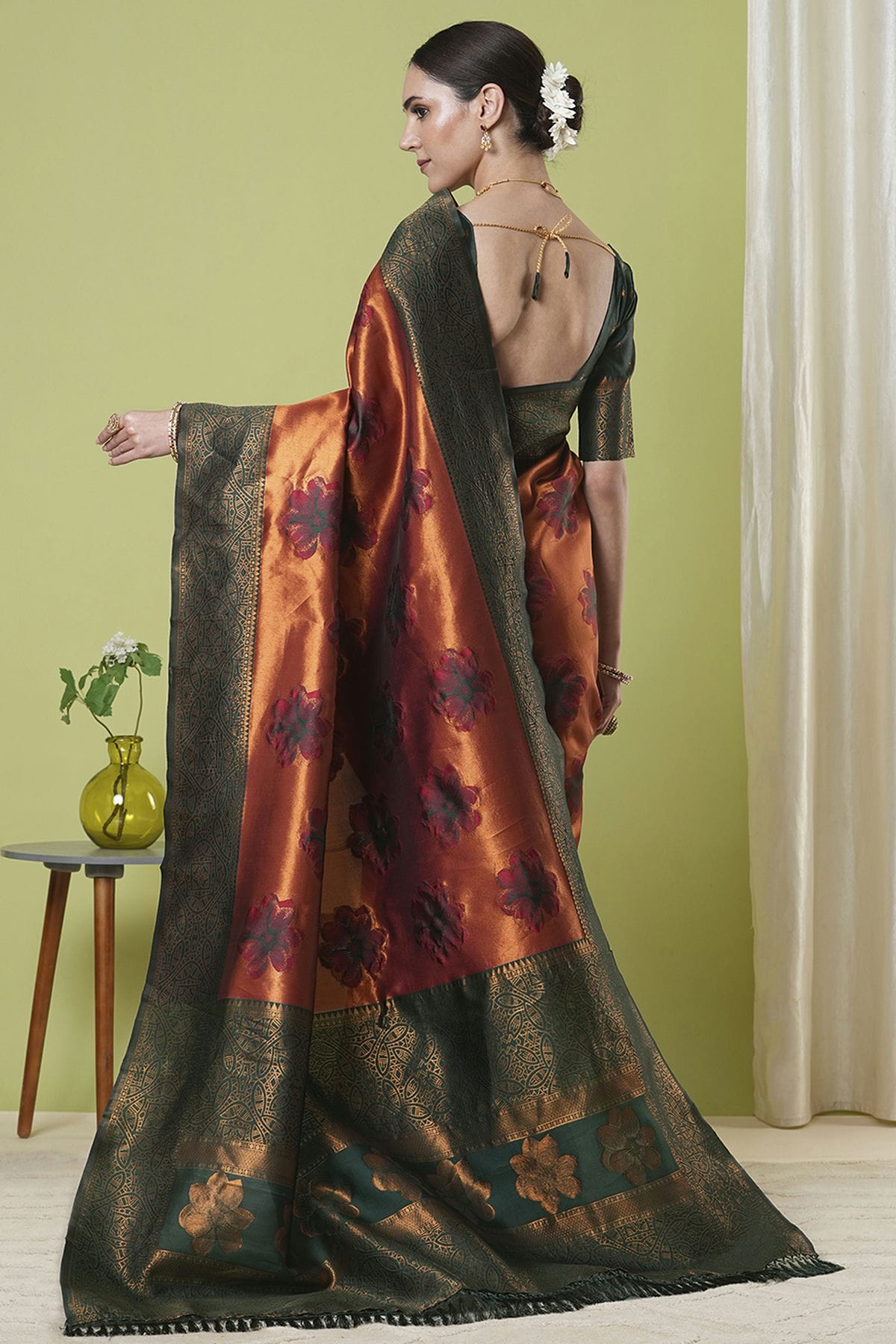 Orange Colour Banarasi Silk Traditional Saree