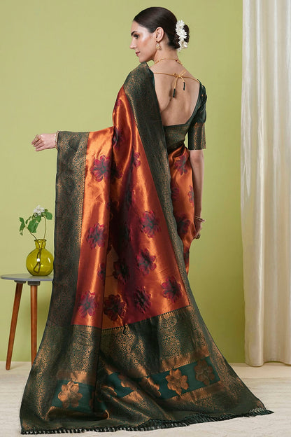Orange Colour Banarasi Silk Traditional Saree
