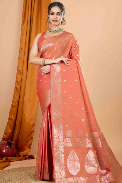 Orange Colour Banarasi Silk Woven Work Traditional Saree VSSD1113533