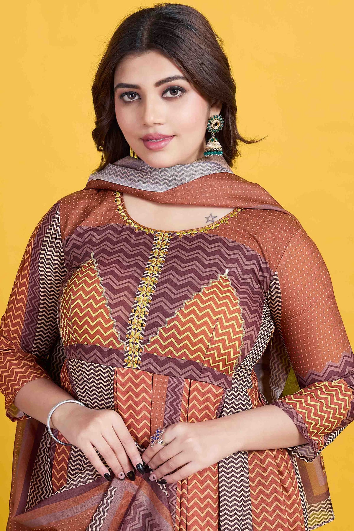 Orange Colour Cotton Stitched Anarkali Suit VSSS1140953