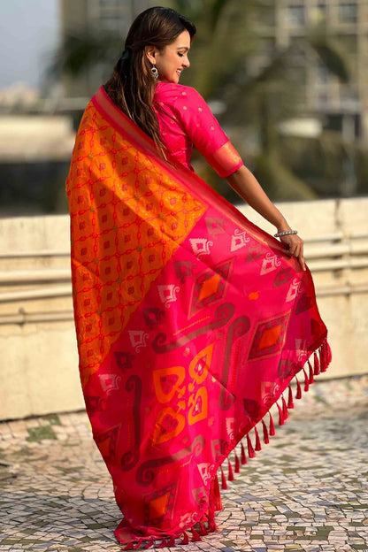Orange Colour Patola Silk Traditional Saree