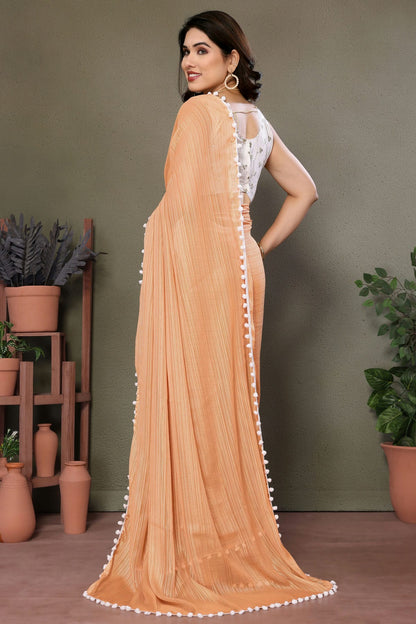 Orange Colour Polyester Saree VSSD1180179