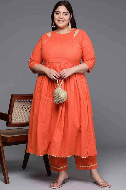 Orange Colour Pure Cotton Stitched Top and Bottom VSSS1113809
