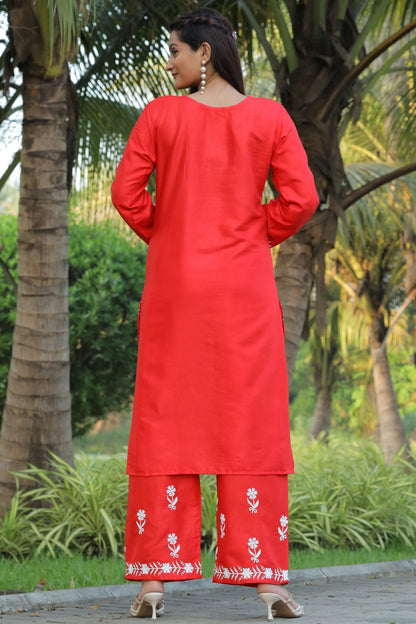 Orange Colour Rayon Kurta And Pant Set VSKR1111303