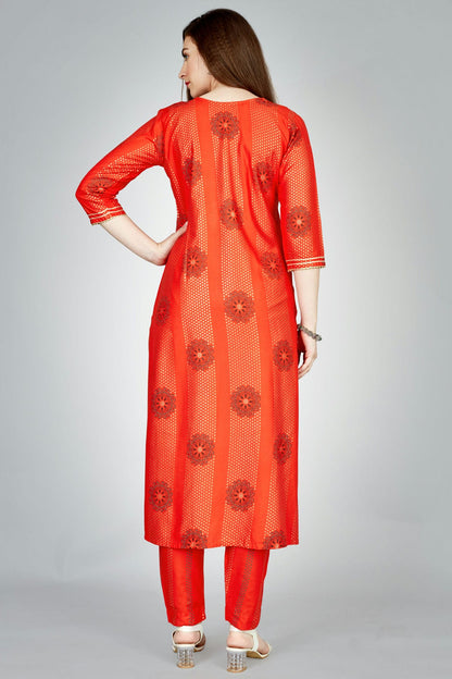 Orange Colour Rayon Kurta And Pant Set VSKR1111310