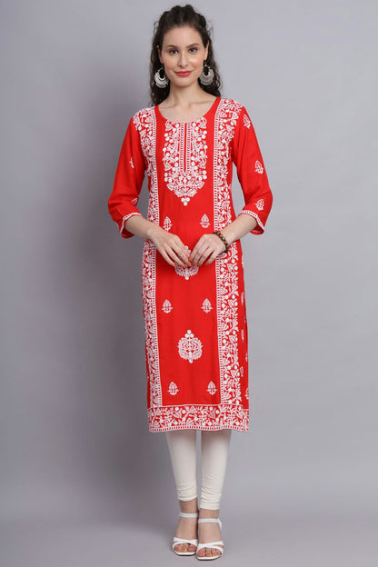 Orange Colour Rayon Kurti