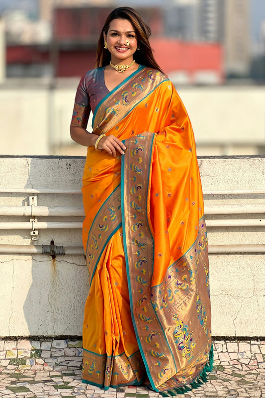 Orange Colour Soft Silk Traditional Saree
