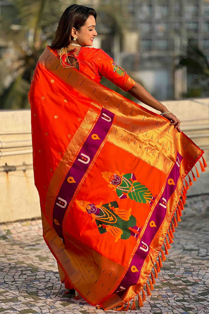 Orange Colour Soft Silk Traditional Saree