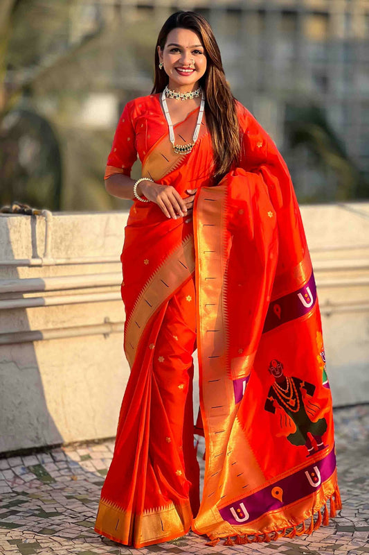 Orange Colour Soft Silk Traditional Saree VSSD1113018