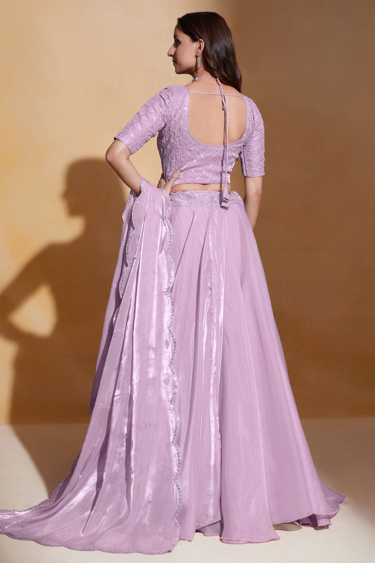 Organza Designer Lehenga Choli In Lavender Colour VSLC1270074