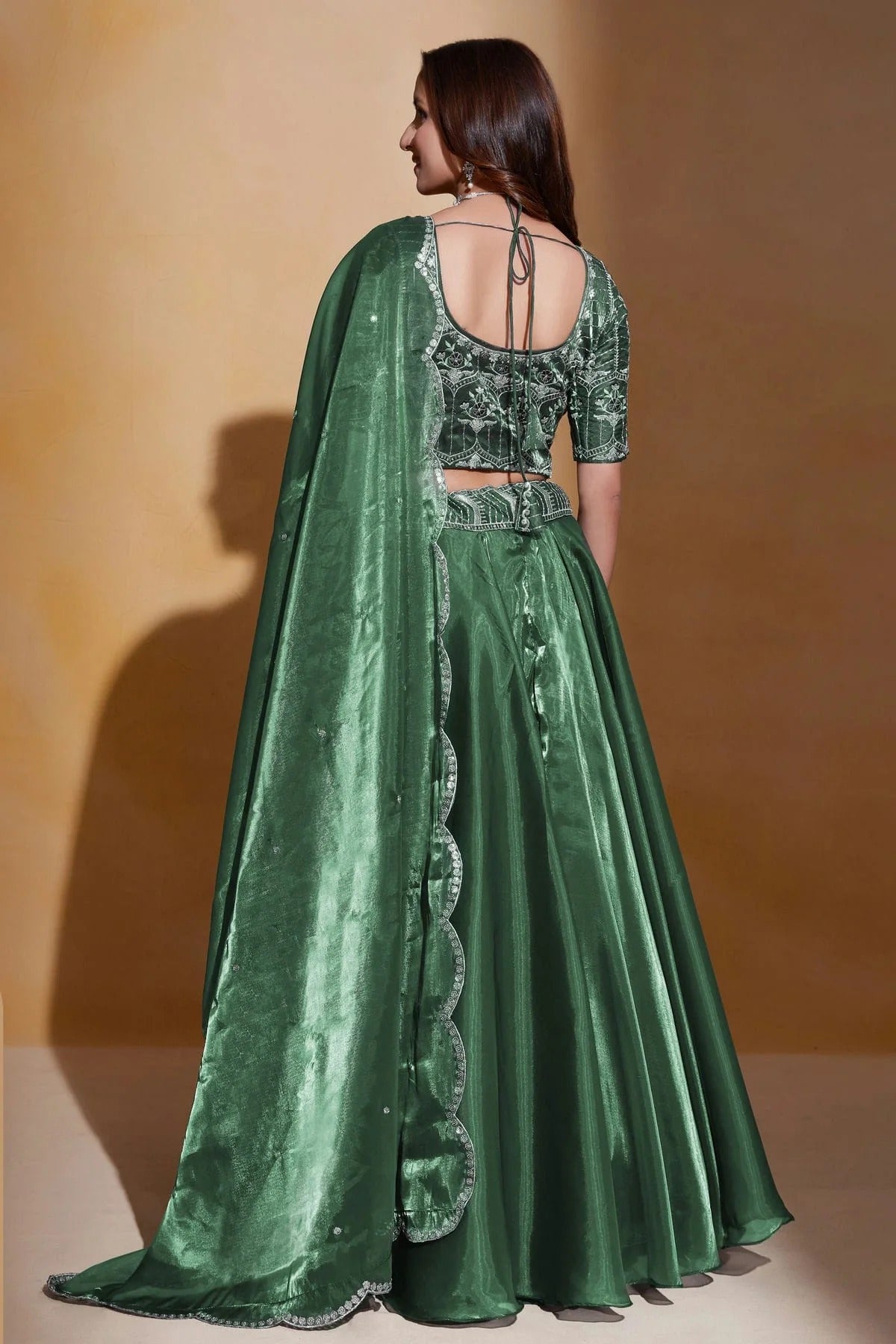 Organza Designer Lehenga CholiIn Green  NCLC12710121