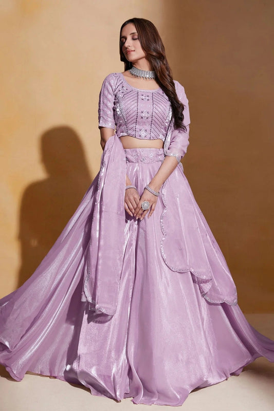 Organza Designer Lehenga CholiIn Lavender NCLC12710118