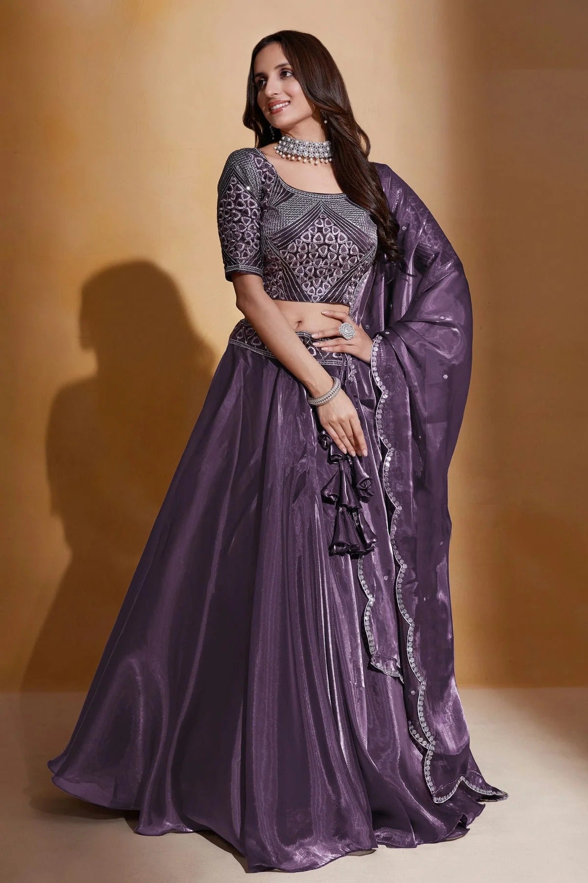 Organza Designer Lehenga CholiIn Violet NCLC12710120