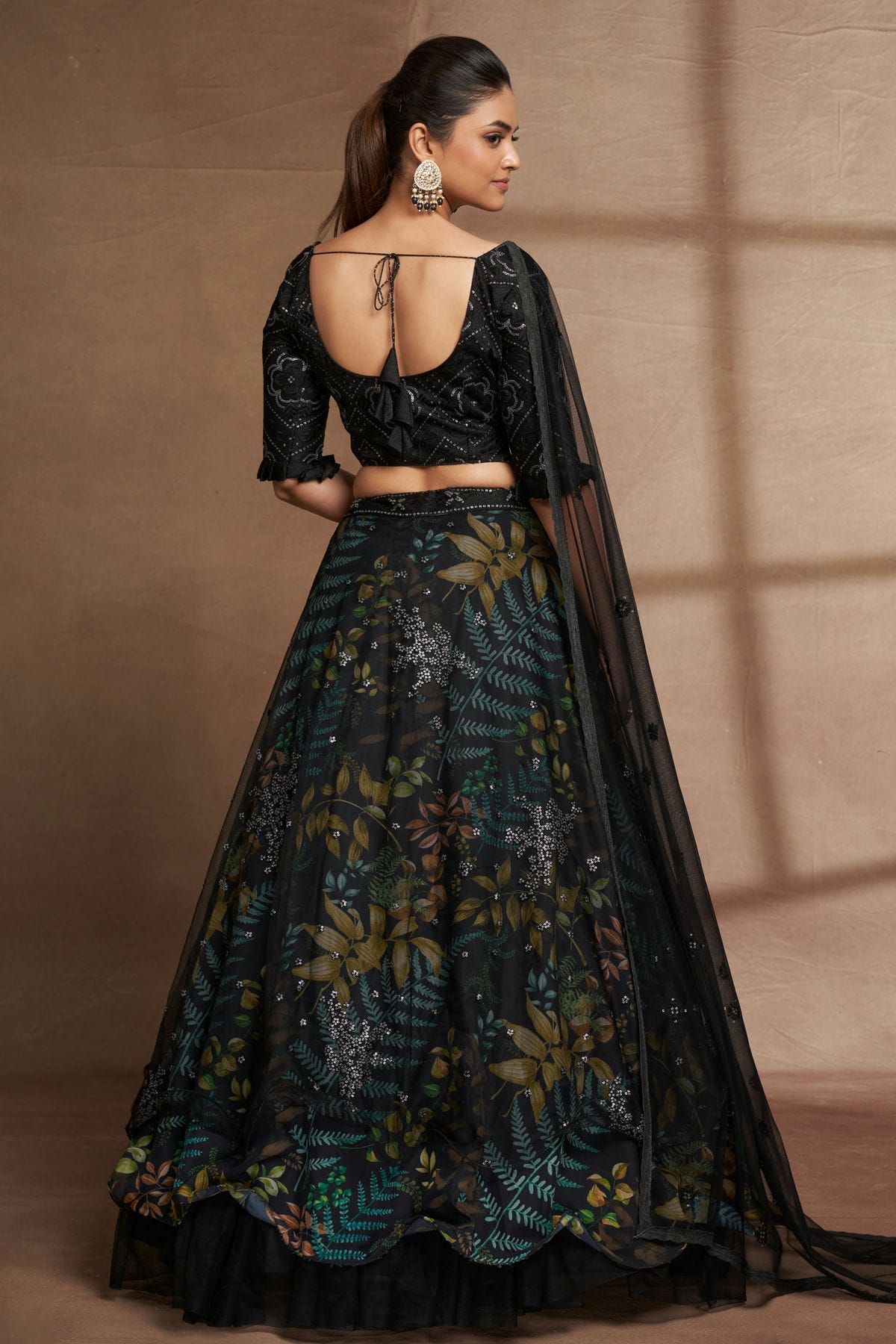 Organza and Net Designer Lehenga Choli In Black Colour VSLC1270063