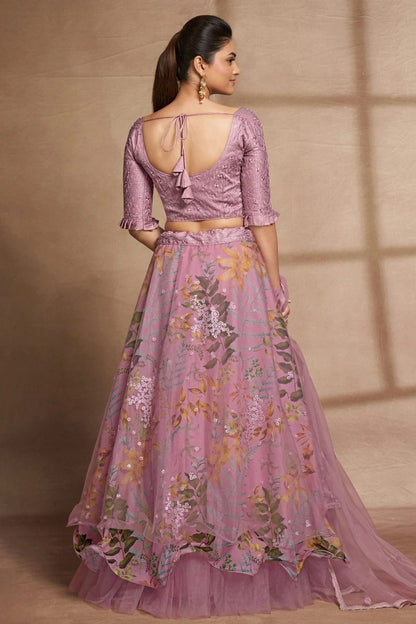 Organza and Net Designer Lehenga CholiIn Lavender  NCLC12710127