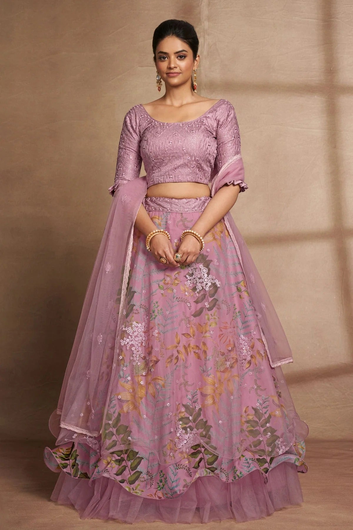 Organza and Net Designer Lehenga CholiIn Lavender NCLC12710127