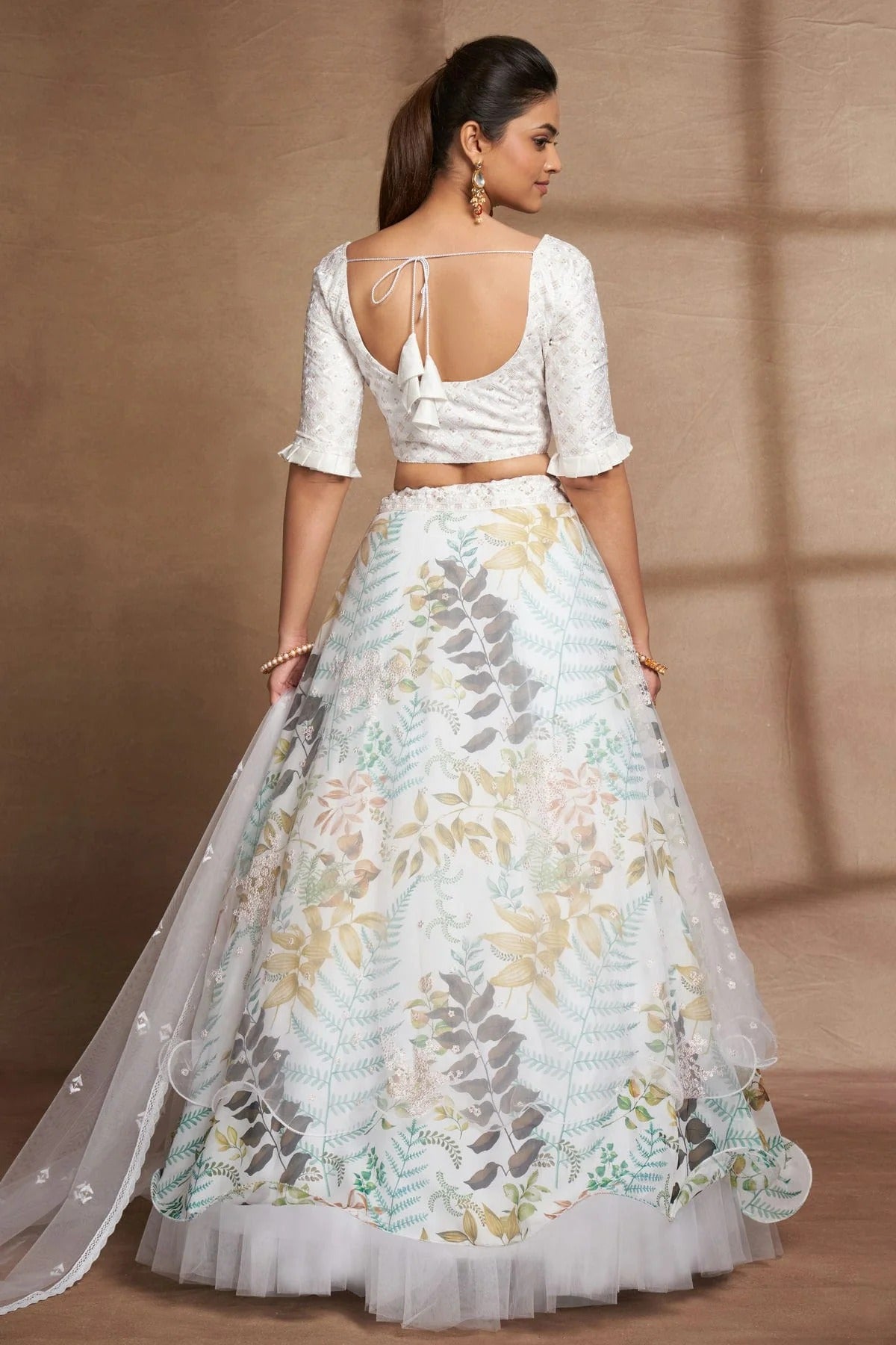 Organza and Net Designer Lehenga CholiIn Off White  NCLC12710130