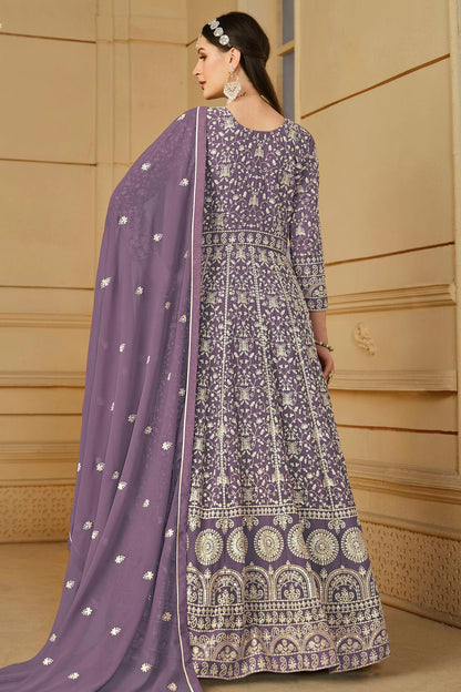 Pastel Blue Colour Semi Stitched Faux Georgette Anarkali Suit VSSM1050462