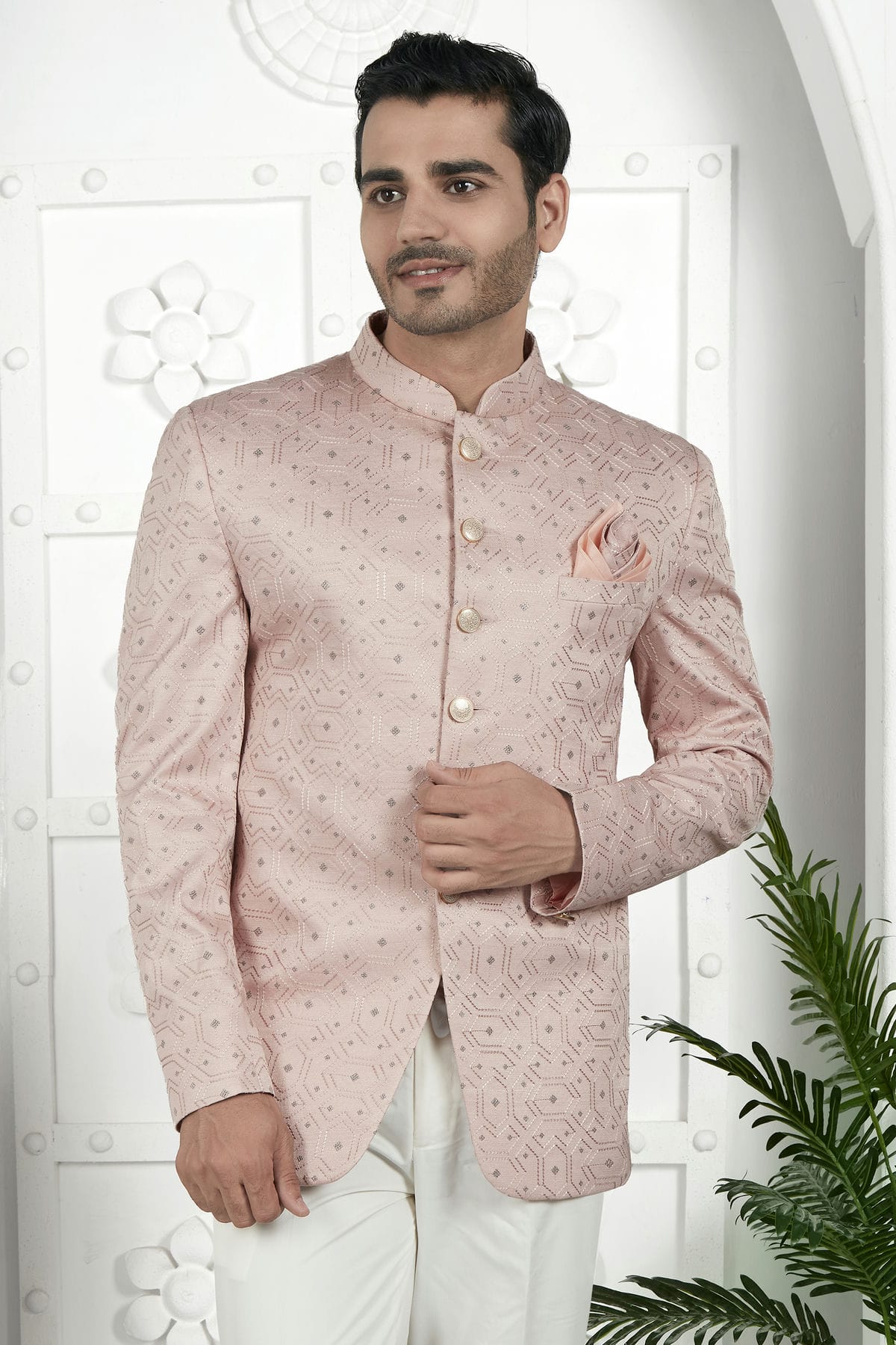 Peach Colour Art Silk Jodhpuri Jacket VSJP1230107