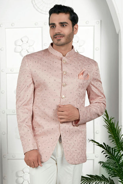 Peach Colour Art Silk Jodhpuri Jacket VSJP1230107