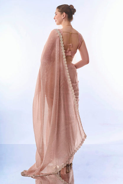 Peach Colour Burburry Saree VSSD1110438