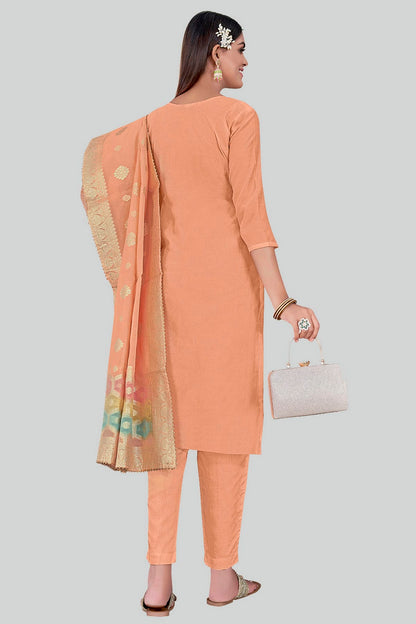 Peach Colour Chanderi Silk Pant Style Suit VSSM1110617