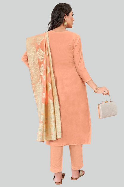 Peach Colour Chanderi Silk Pant Style Suit VSSM1110619