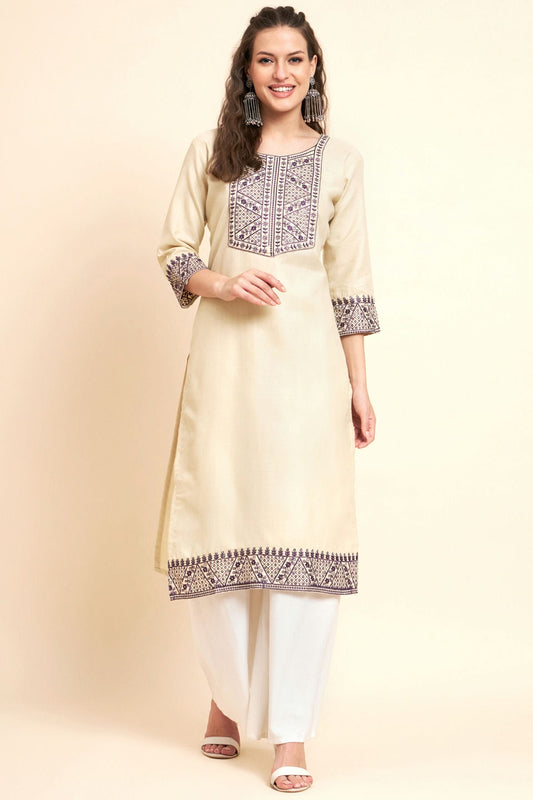 Peach Colour Cotton Kurti