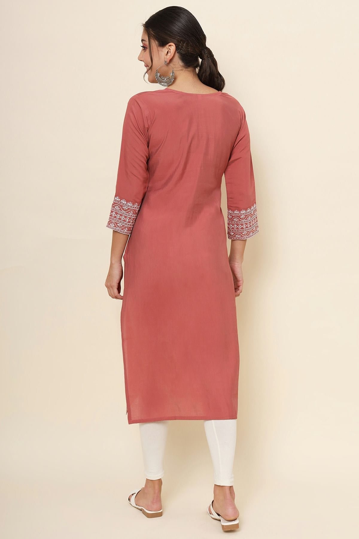 Peach Colour Cotton Kurti VSKR1111178